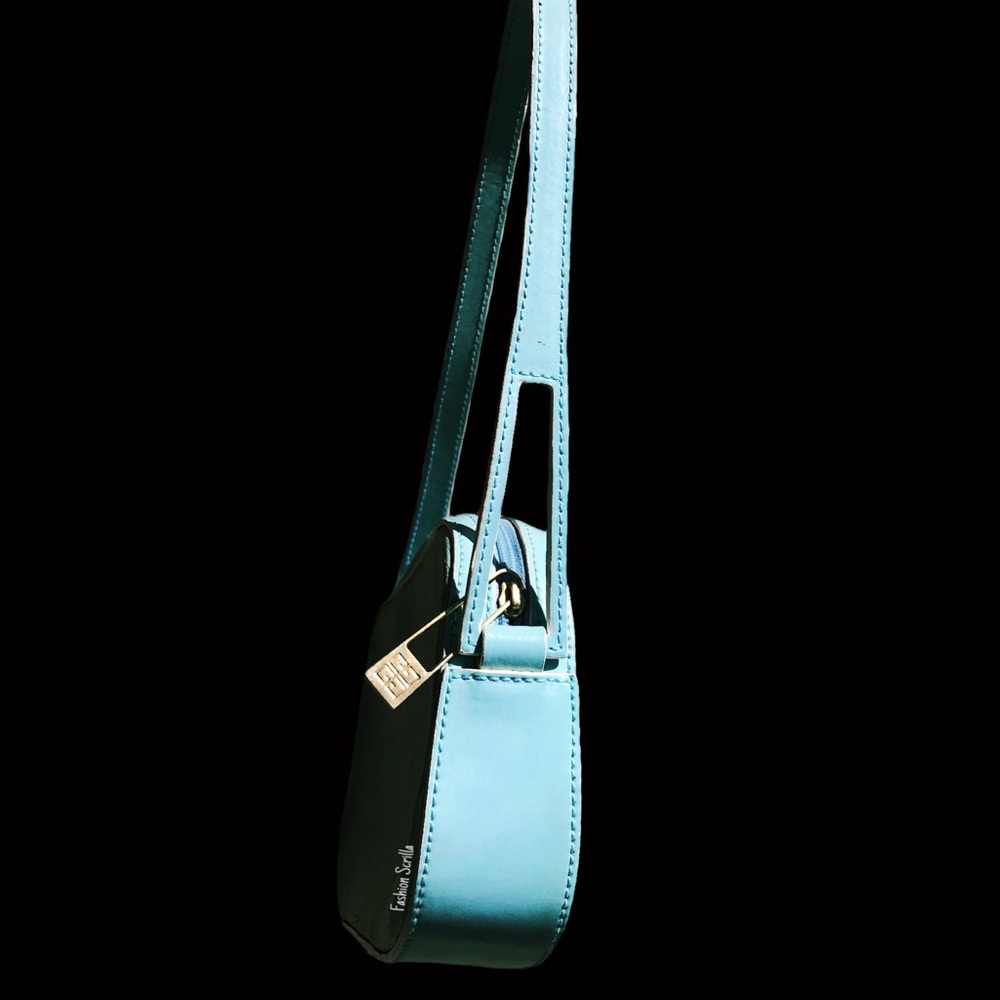 Givenchy Vintage Y2K Baby Blue and Gold Logo Leather Leather Mini handbag - Picture 3 of 8